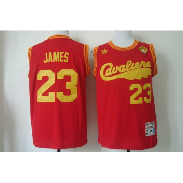 Men's Cleveland Cavaliers #23 LeBron James 2015 The Finals 2009 Red Hardwood Classics Soul Swingman Throwback Jersey