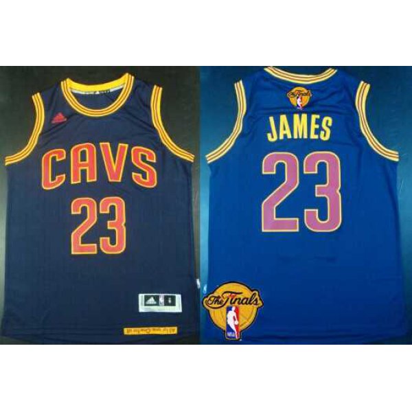 Men's Cleveland Cavaliers #23 LeBron James 2015 The Finals New Navy Blue Jersey