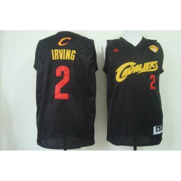 Men's Cleveland Cavaliers #2 Kyrie Irving 2015 The Finals 2014 Black With Red Fashion Jersey