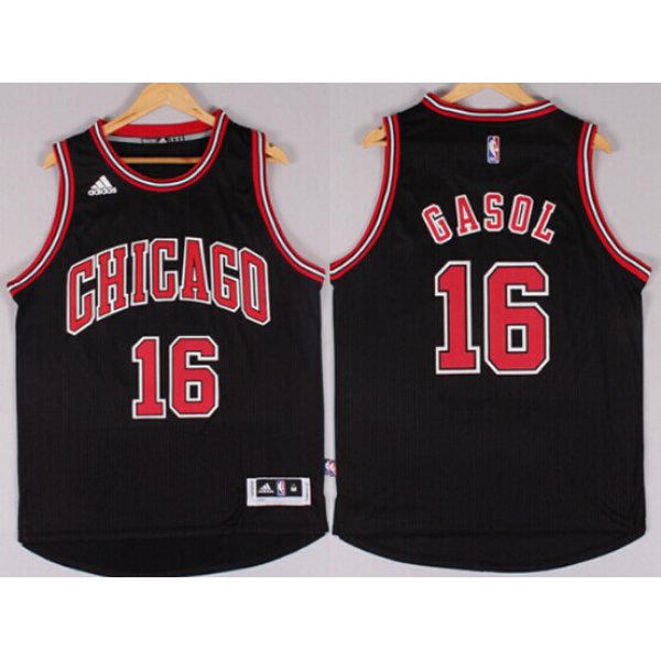Chicago Bulls #16 Pau Gasol Revolution 30 Swingman 2014 New Black Jersey