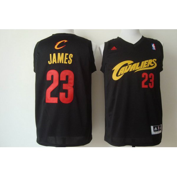 Cleveland Cavaliers #23 LeBron James 2014 Black With Red Fashion Jersey