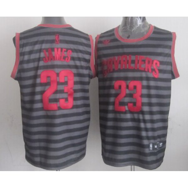 Cleveland Cavaliers #23 LeBron James Gray With Black Pinstripe Jersey