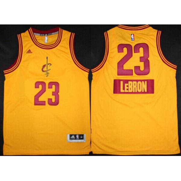 Cleveland Cavaliers #23 LeBron James Revolution 30 Swingman 2014 Christmas Day Yellow Jersey