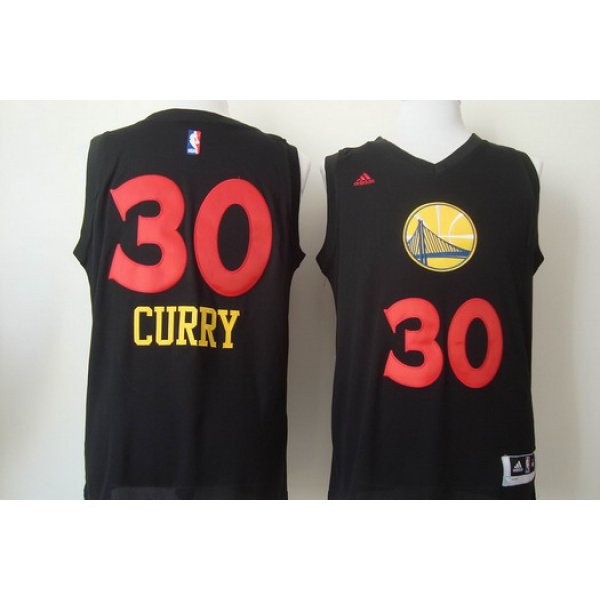 Golden State Warriors #30 Stephen Curry 2015 Black With Red Fashion Jersey