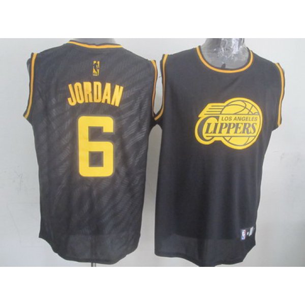 Los Angeles Clippers #6 DeAndre Jordan Revolution 30 Swingman 2014 Black With Gold Jersey