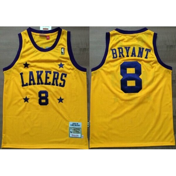 Los Angeles Lakers #8 Kobe Bryant Yellow With Purple Star Swingman Throwback Jersey