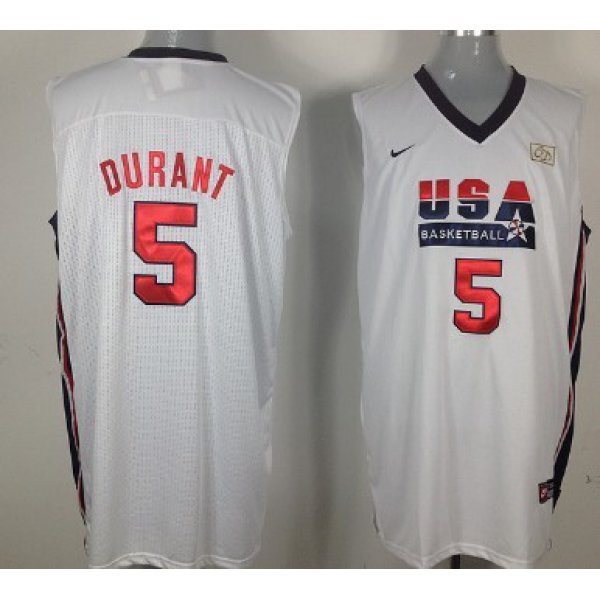 1992 Olympics Team USA #5 Kevin Durant White Swingman Jersey