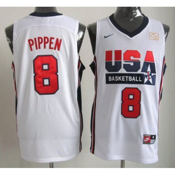 1992 Olympics Team USA #8 Scottie Pippen White Swingman Jersey