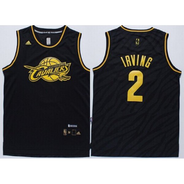 Cleveland Cavaliers #2 Kyrie Irving Revolution 30 Swingman 2014 Black With Gold Jersey