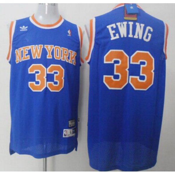 New York Knicks #33 Patrick Ewing Blue Swingman Throwback Jersey