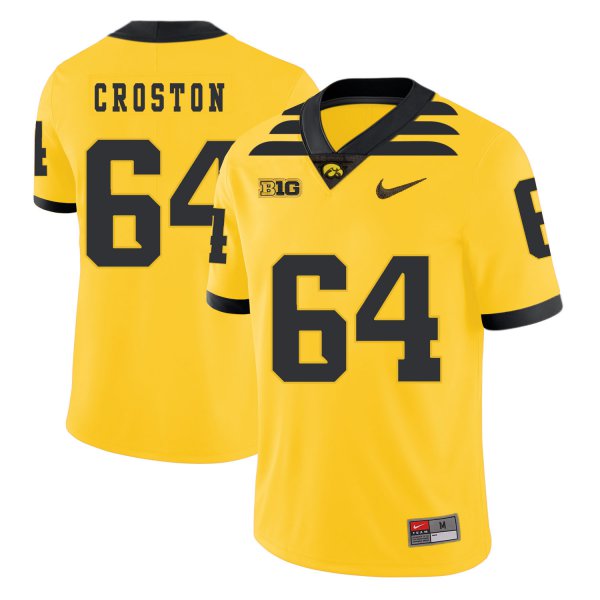 Iowa Hawkeyes 64 Cole Croston Yellow College Football Jersey