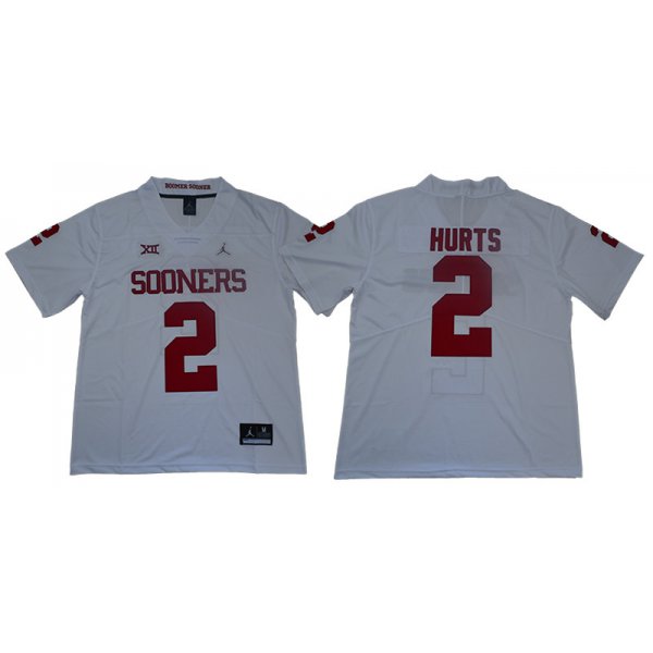 Oklahoma Sooners 2 Jalen Hurts White College Football Jersey