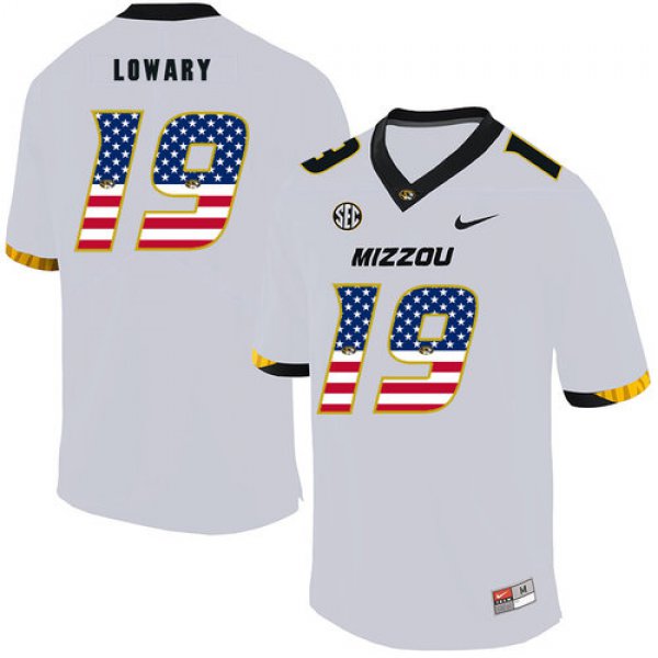 Missouri Tigers 19 Jack Lowar White USA Flag Nike College Football Jersey