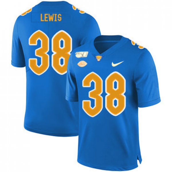 Pittsburgh Panthers 38 Ryan Lewis Blue 150th Anniversary Patch Nike College Football Jersey