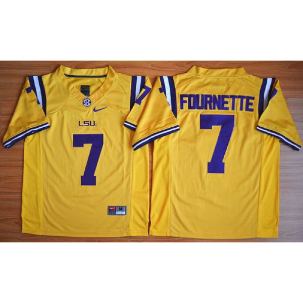 LSU Tigers #7 Fournette Gold 2015 College Football Nike Limited Jersey