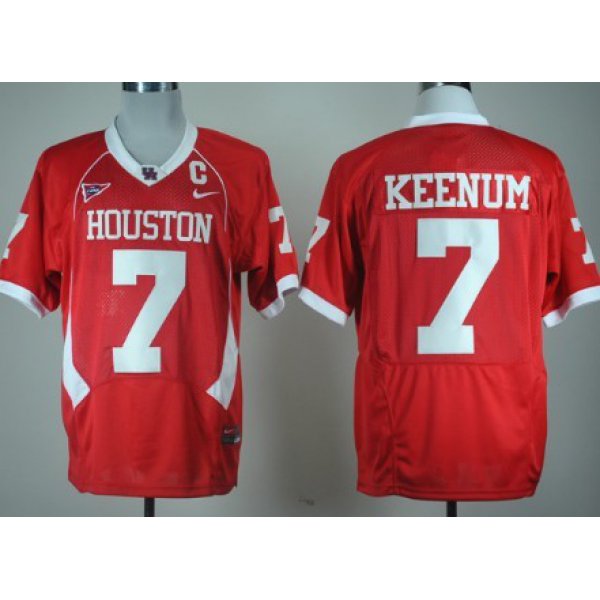 Houston Cougars #7 Case Keenum Red C-USA Patch Jersey