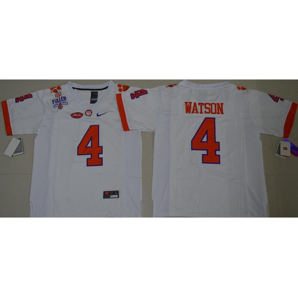 Men's Clemson Tigers #4 Deshaun Watson White Stitched NCAA Nike 2016 College Football Jersey