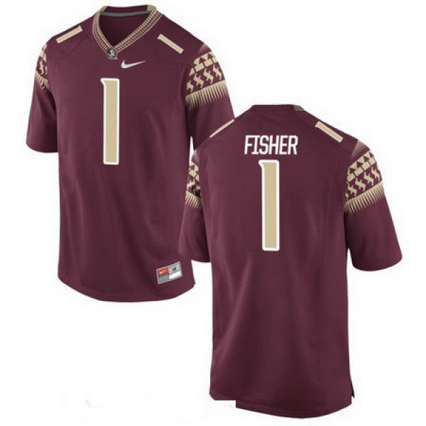 Men's Florida State Seminoles #1 Jimbo Fisher Red Stitched College Football 2016 Nike NCAA Jersey