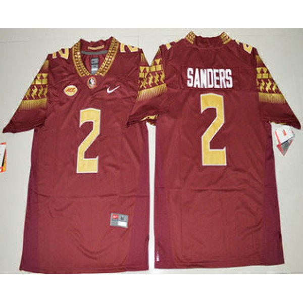 Men's Florida State Seminoles #2 Deion Sanders Red Stitched College Football 2016 Nike NCAA Jersey