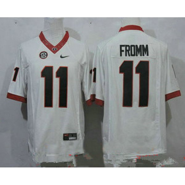 Men's Georgia Bulldogs #11 Jake Fromm White Limited College Football Stitched Nike NCAA Jersey