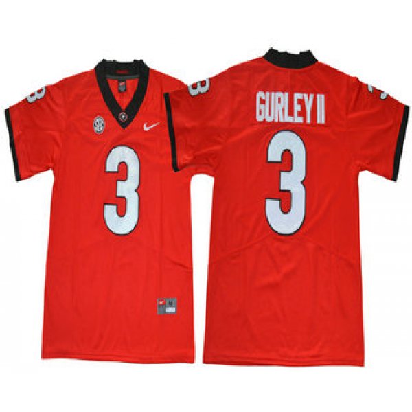 Men's Georgia Bulldogs #3 Todd Gurley II Red Limited 2017 College Football Stitched Nike NCAA Jersey
