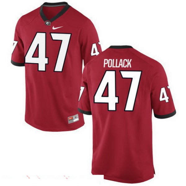 Men's Georgia Bulldogs #47 David Pollack Red Stitched College Football 2016 Nike NCAA Jersey