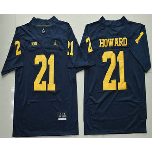 Men's Michigan Wolverines #21 Desmond Howard Navy Blue Stitched NCAA Brand Jordan College Football Jersey