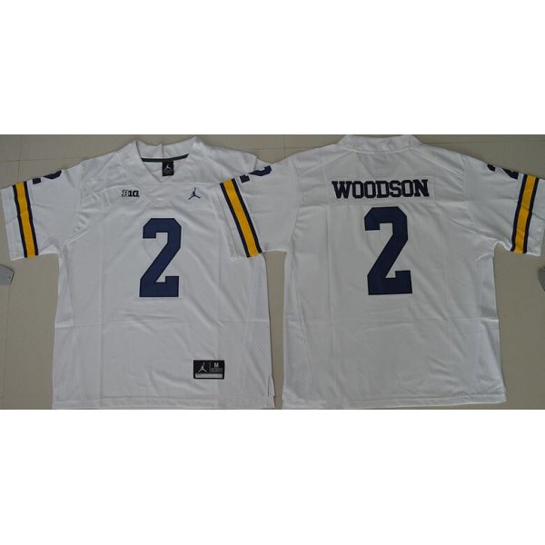 Men's Michigan Wolverines #2 Charles Woodson White Stitched NCAA Brand Jordan College Football Jersey