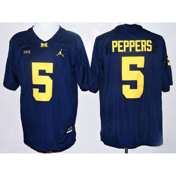 Men's Michigan Wolverines #5 Jabrill Peppers Navy Blue Stitched NCAA Brand Jordan College Football Jersey