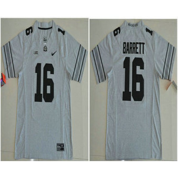 Men's Ohio State Buckeyes #16 J.T. Barrett Gridiron Gray Stitched College Football Nike NCAA Jersey