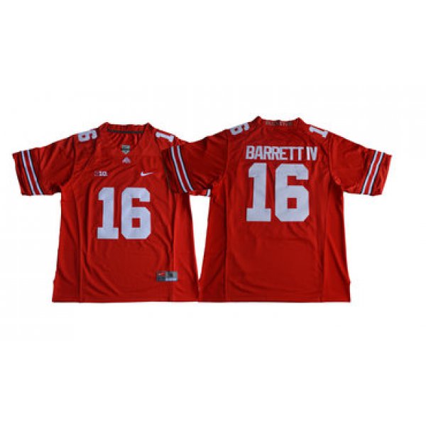 Men's Ohio State Buckeyes #16 J.T. Barrett IV Red Limited Stitched NCAA 2016 Nike College Football Jersey