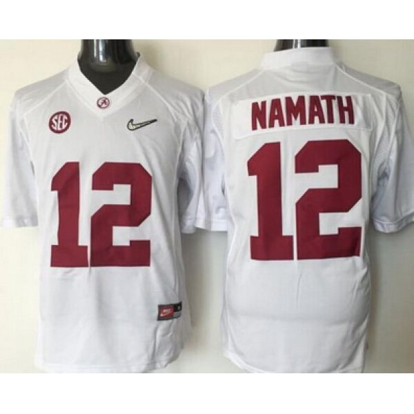 Men's Alabama Crimson Tide #12 Joe Namath White 2016 Playoff Diamond Quest College Football Nike Limited Jersey