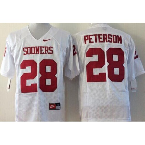 Men's Oklahoma Sooners #28 Adrian Peterson White College Football Nike Jersey