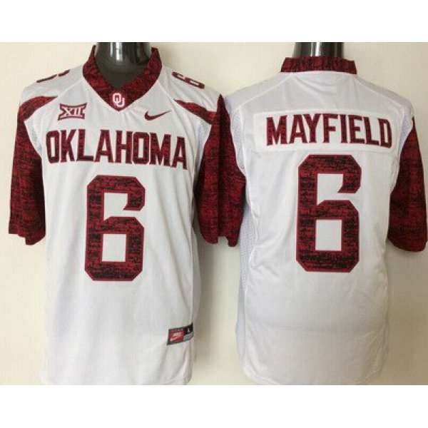 Men's Oklahoma Sooners #6 Baker Mayfield White 2016 College Football Nike Jersey