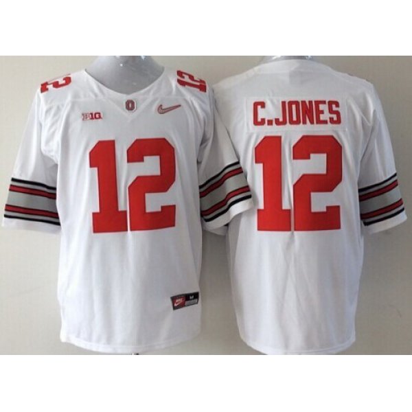 Ohio State Buckeyes #12 Cardale Jones 2015 Playoff Rose Bowl Special Event Diamond Quest White Jersey