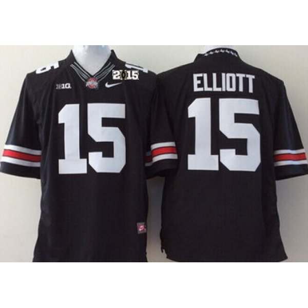 Ohio State Buckeyes #15 Ezekiel Elliott 2014 Black Limited 2015 BCS Patch Jersey