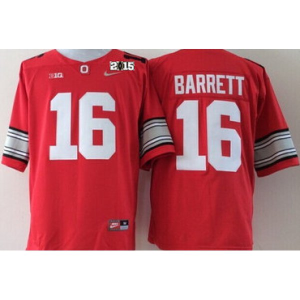 Ohio State Buckeyes #16 J.T. Barrett 2015 Playoff Rose Bowl Special Event Diamond Quest Red 2015 BCS Patch Jersey