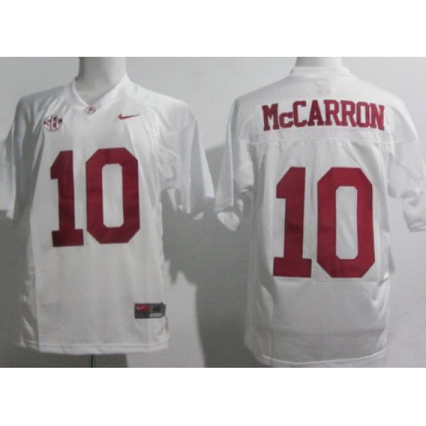 Alabama Crimson Tide #10 A.J. McCarron White Jersey