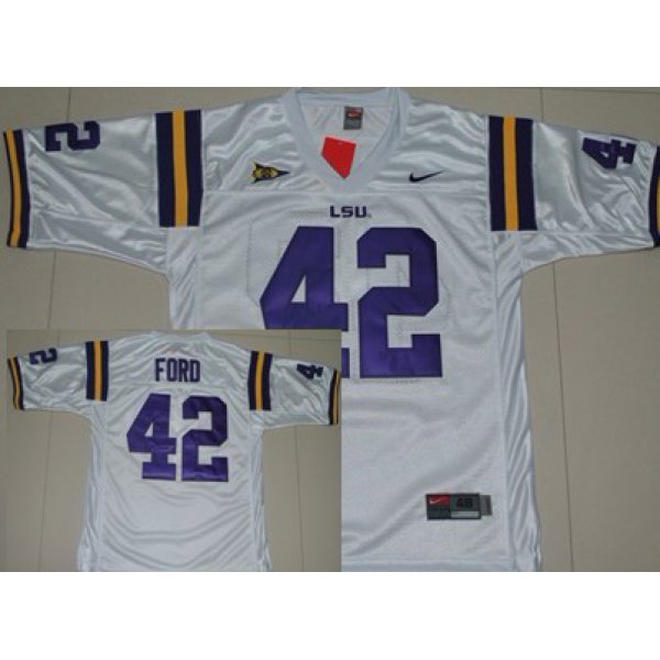 LSU Tigers #42 Michael Ford White Jersey