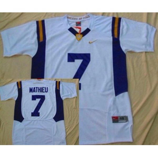 LSU Tigers #7 Tyrann Mathieu White Fighting Jersey