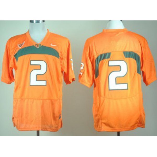 Miami Hurricanes #2 With No Name Orange Jersey