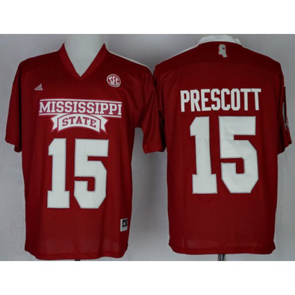 Mississippi State Bulldogs #15 Dak Prescott 2014 Red Jersey