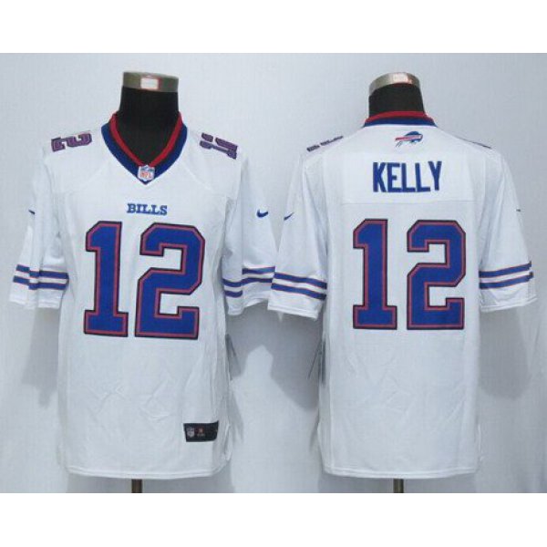 Men's Buffalo Bills #12 Jim Kelly White Retired Player NFL Nike Limited Jersey