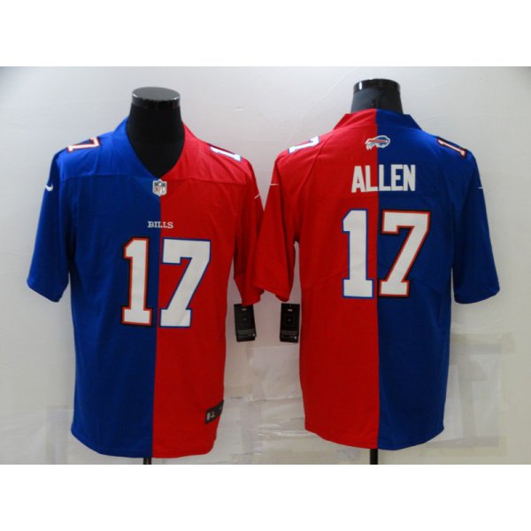 Men's Buffalo Bills #17 Josh Allen Blue Red Two Tone 2021 Vapor Untouchable Stitched NFL Nike Limited Jersey
