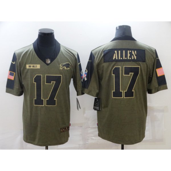 Men's Buffalo Bills #17 Josh Allen Nike Olive 2021 Salute To Service Limited Player Jersey