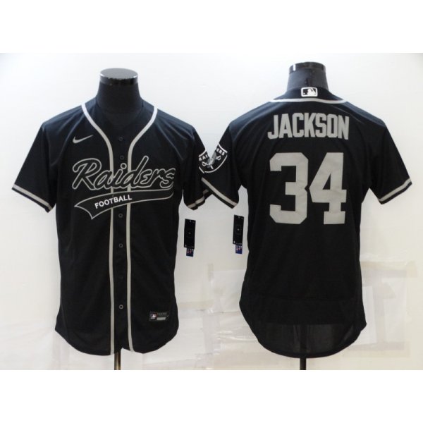 Men's Las Vegas Raiders #34 Bo Jackson Black Stitched MLB Flex Base Nike Baseball Jersey