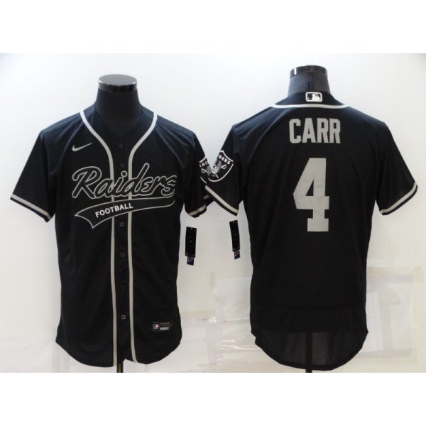 Men's Las Vegas Raiders #4 Derek Carr Black Stitched MLB Flex Base Nike Baseball Jersey