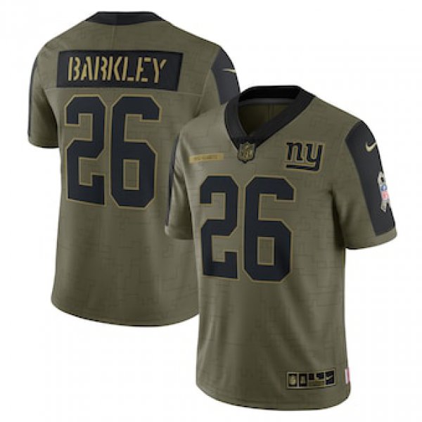 Men's New York Giants #26 Saquon Barkley Nike Olive 2021 Salute To Service Limited Player Jersey