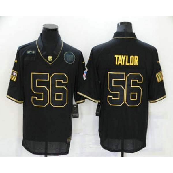 Men's New York Giants #56 Lawrence Taylor Black Gold 2020 Salute To Service Stitched NFL Nike Limited Jersey
