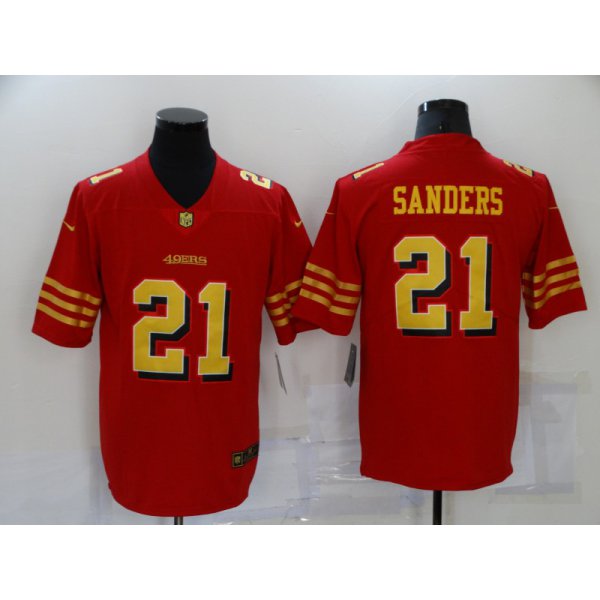 Men's San Francisco 49ers #21 Deion Sanders Red Gold 2021 Vapor Untouchable Stitched NFL Nike Limited Jersey